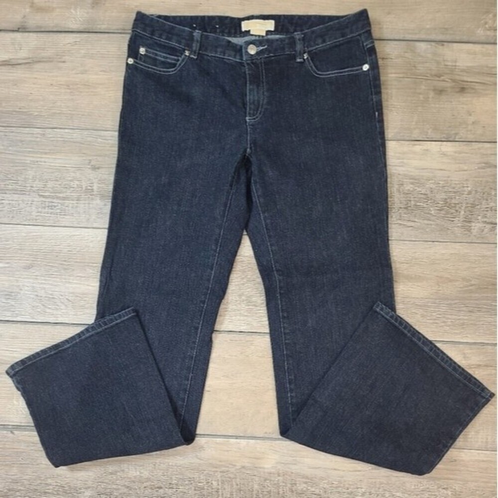 Michael Kors Dark Wash Bootcut Jeans Size 8 Stretch Denim Pants - Picture 10 of 13